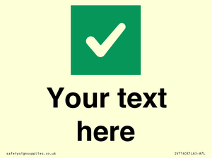 Custom plain background, green square with tick sign